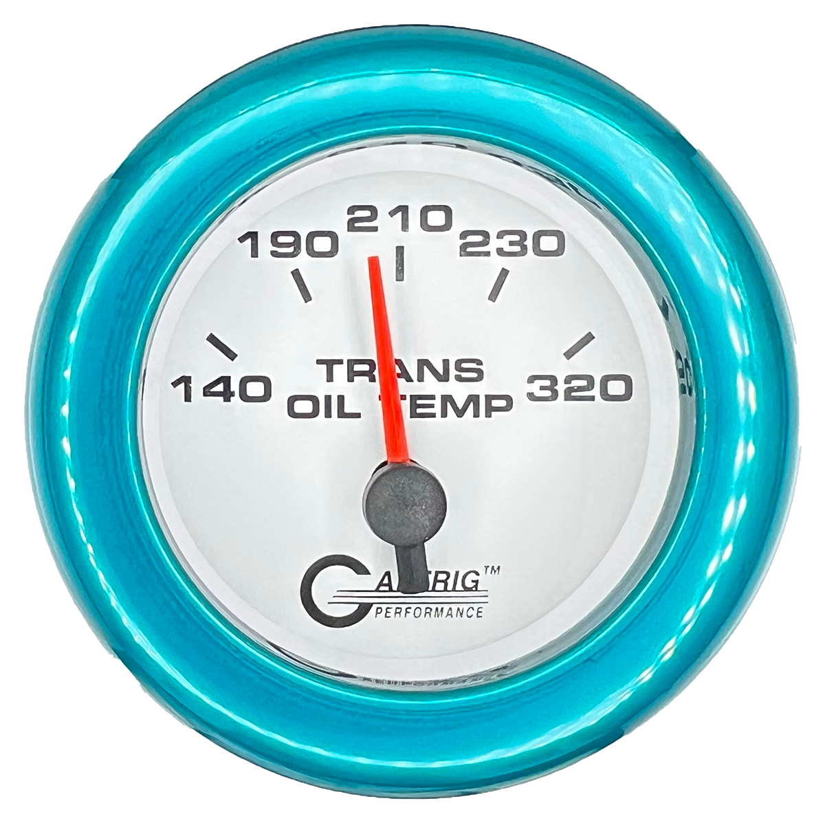 GAFFRIG 2 INCH ELECTRIC TRANSMISSION TEMP GAUGE 140-320 F FAT RIM (218) / TEAL / WHITE