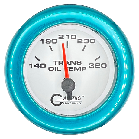 GAFFRIG 2 INCH ELECTRIC TRANSMISSION TEMP GAUGE 140-320 F FAT RIM (218) / TEAL / WHITE