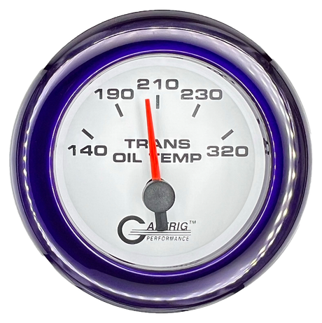 GAFFRIG 2 INCH ELECTRIC TRANSMISSION TEMP GAUGE 140-320 F FAT RIM (218) / PURPLE / WHITE