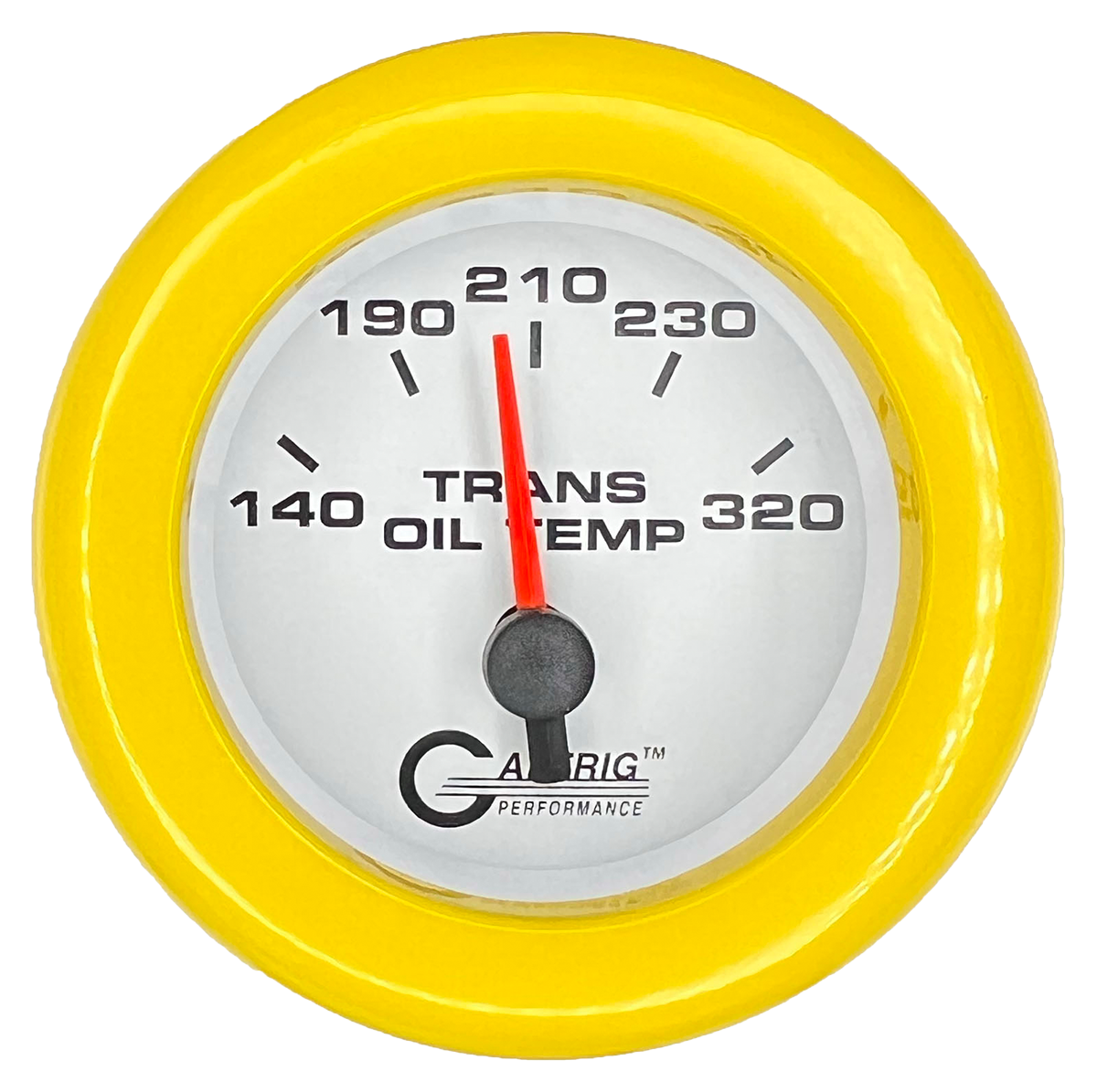 GAFFRIG 2 INCH ELECTRIC TRANSMISSION TEMP GAUGE 140-320 F FAT RIM (218) / YELLOW / WHITE