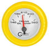 GAFFRIG 2 INCH ELECTRIC TRANSMISSION TEMP GAUGE 140-320 F FAT RIM (218) / YELLOW / WHITE