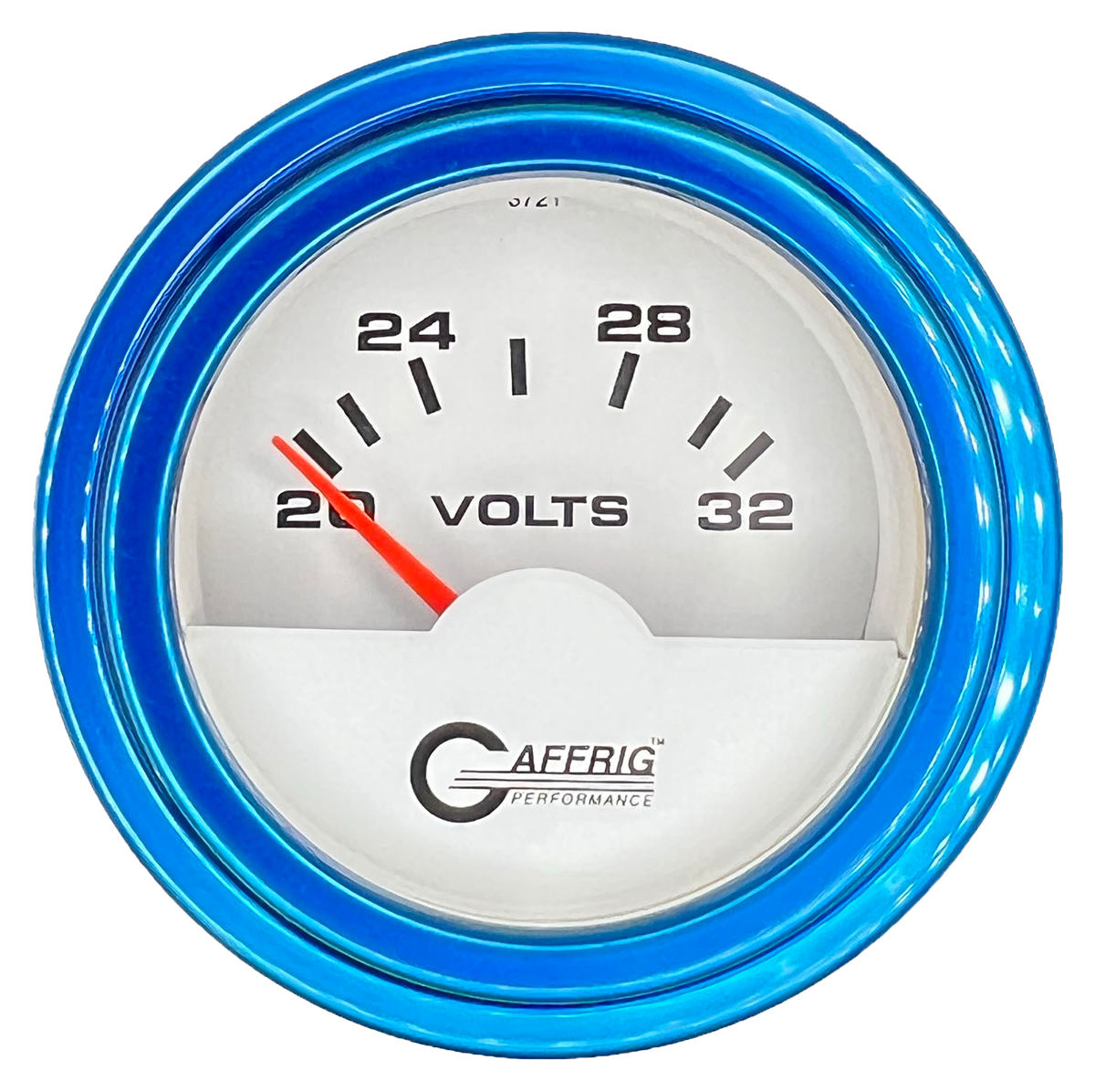 GAFFRIG 2 INCH ELECTRIC VOLTMETER 16-32 VOLT GAUGE STEP RIM (002) / BLUE / WHITE