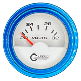 GAFFRIG 2 INCH ELECTRIC VOLTMETER 16-32 VOLT GAUGE STEP RIM (002) / BLUE / WHITE