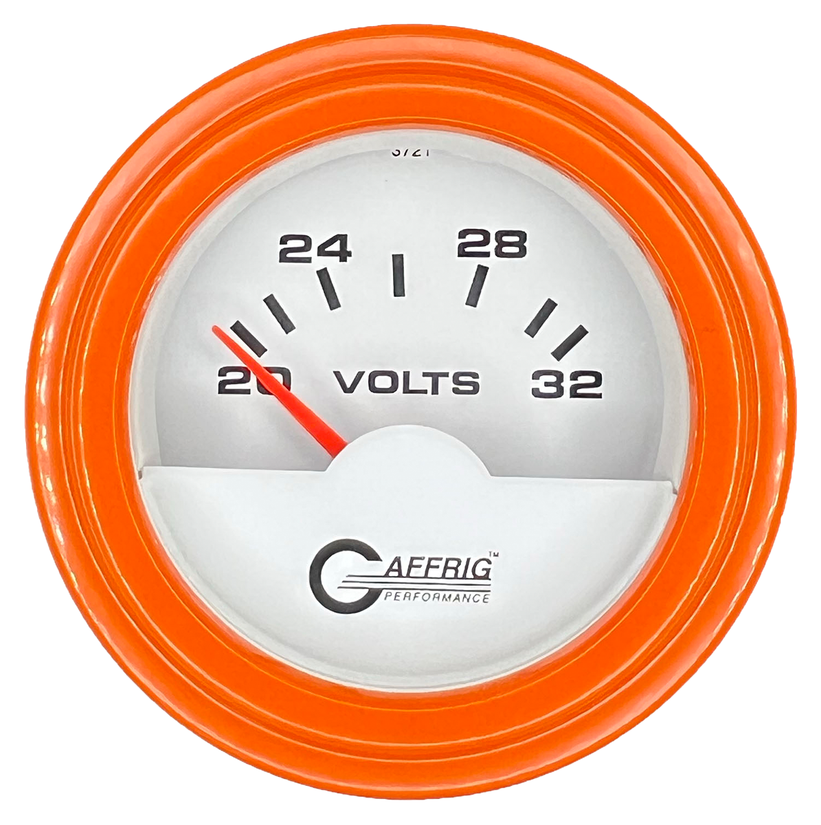 GAFFRIG 2 INCH ELECTRIC VOLTMETER 16-32 VOLT GAUGE STEP RIM (002) / ORANGE / WHITE