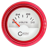 GAFFRIG 2 INCH ELECTRIC VOLTMETER 16-32 VOLT GAUGE STEP RIM (002) / RED / WHITE