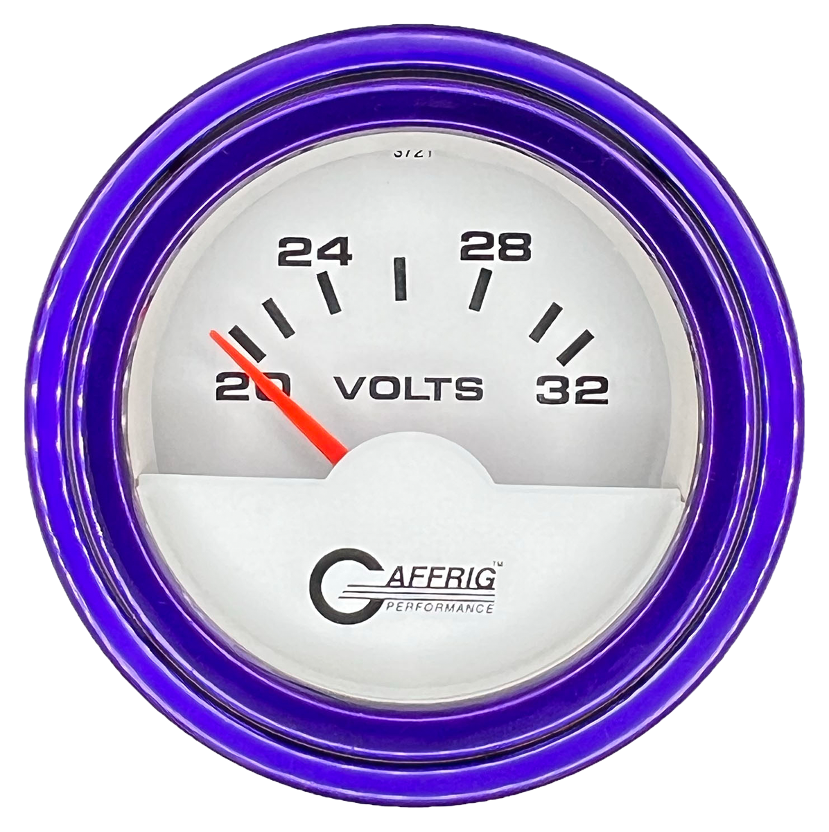 GAFFRIG 2 INCH ELECTRIC VOLTMETER 16-32 VOLT GAUGE STEP RIM (002) / PURPLE / WHITE