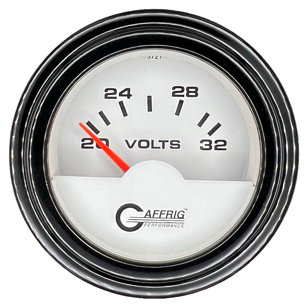 GAFFRIG 2 INCH ELECTRIC VOLTMETER 16-32 VOLT GAUGE STEP RIM (002) / BLACK / WHITE