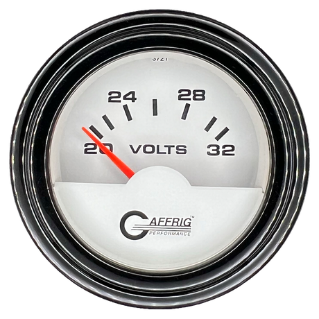 GAFFRIG 2 INCH ELECTRIC VOLTMETER 16-32 VOLT GAUGE STEP RIM (002) / BLACK / WHITE