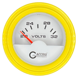 GAFFRIG 2 INCH ELECTRIC VOLTMETER 16-32 VOLT GAUGE STEP RIM (002) / YELLOW / WHITE