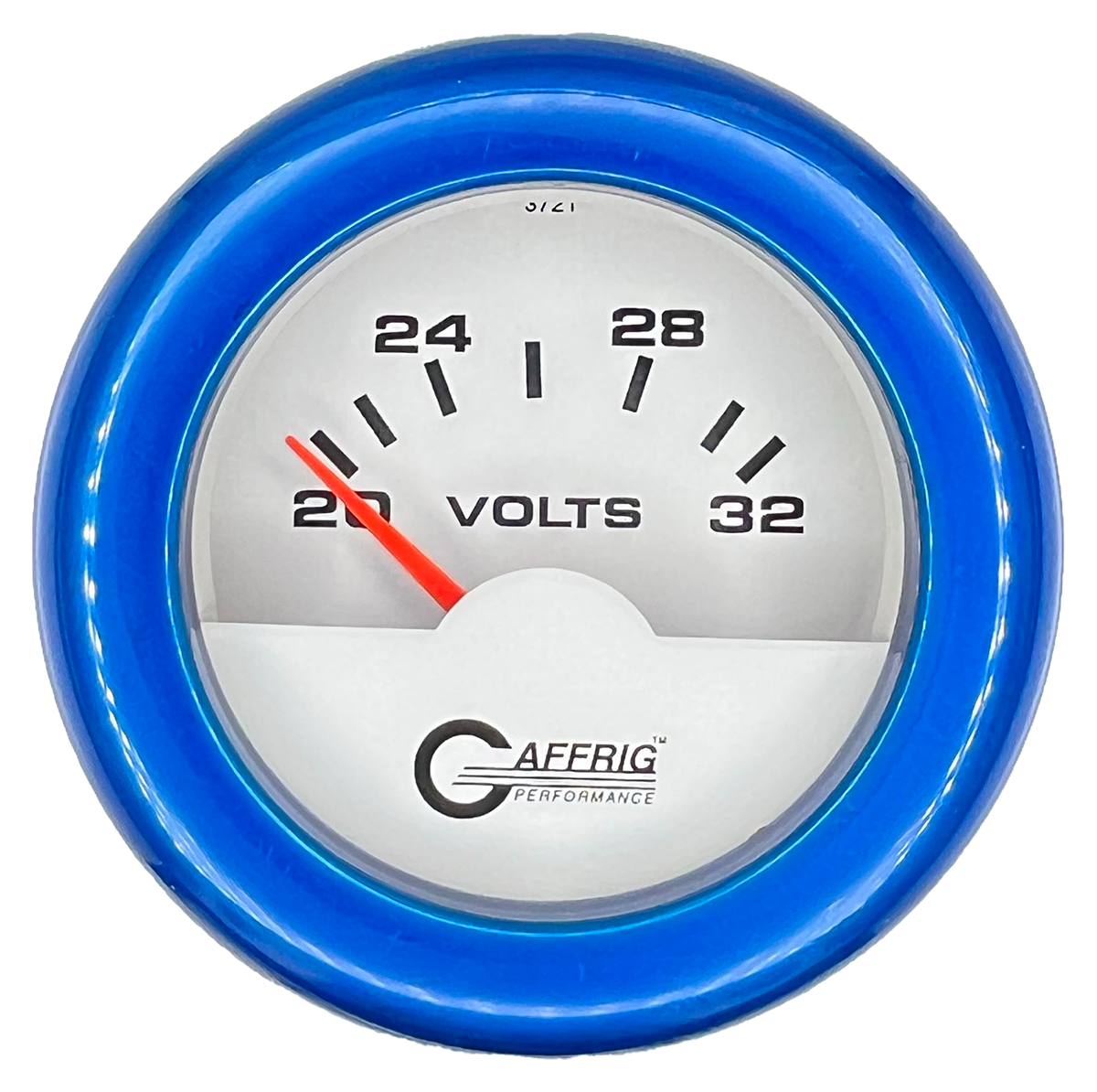 GAFFRIG 2 INCH ELECTRIC VOLTMETER 16-32 VOLT GAUGE FAT RIM (218) / BLUE / WHITE