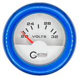 GAFFRIG 2 INCH ELECTRIC VOLTMETER 16-32 VOLT GAUGE FAT RIM (218) / BLUE / WHITE