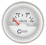 GAFFRIG 2 INCH ELECTRIC VOLTMETER 16-32 VOLT GAUGE FAT RIM (218) / PLATINUM / WHITE