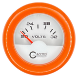 GAFFRIG 2 INCH ELECTRIC VOLTMETER 16-32 VOLT GAUGE FAT RIM (218) / ORANGE / WHITE