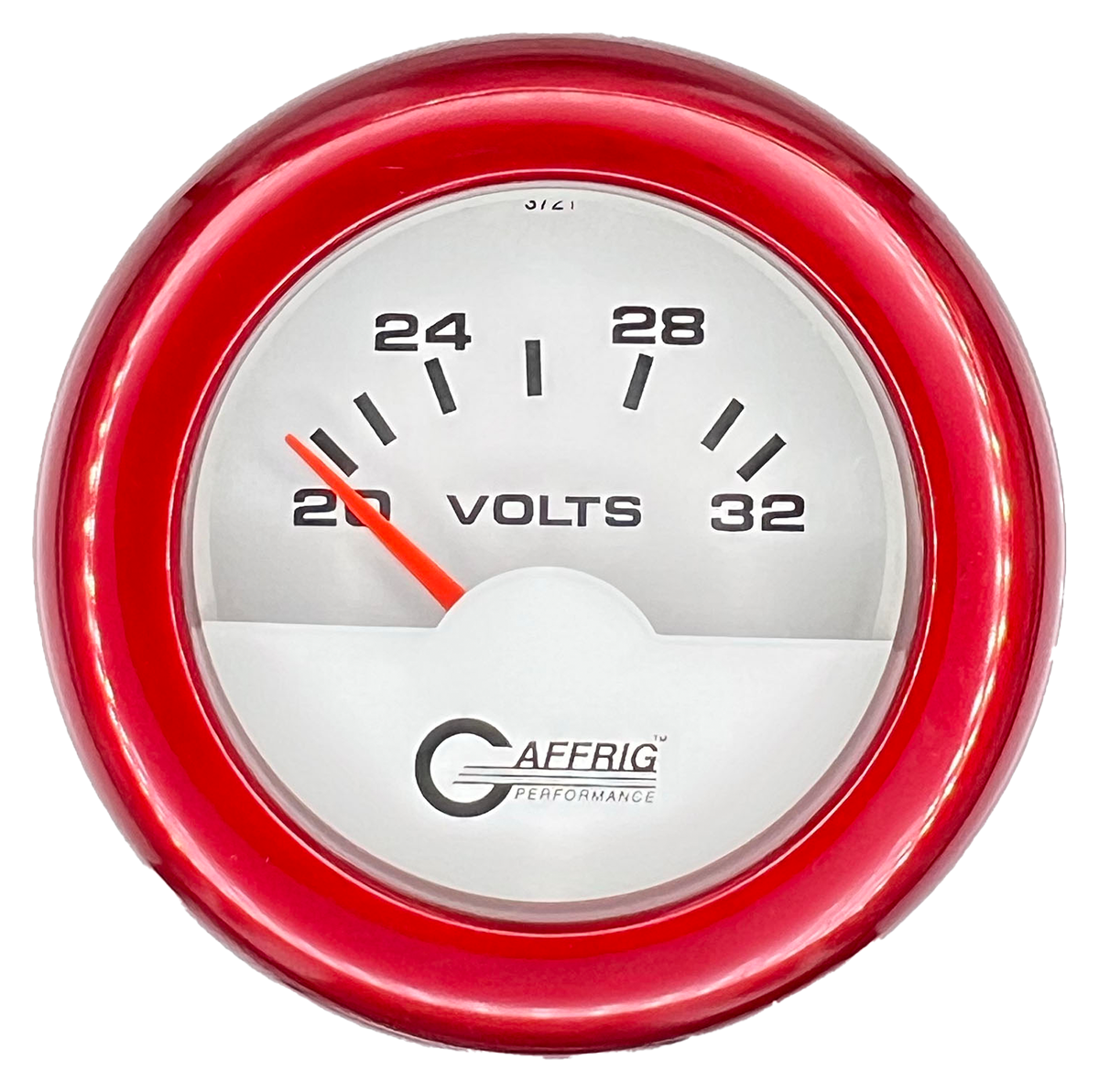 GAFFRIG 2 INCH ELECTRIC VOLTMETER 16-32 VOLT GAUGE FAT RIM (218) / RED / WHITE