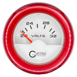 GAFFRIG 2 INCH ELECTRIC VOLTMETER 16-32 VOLT GAUGE FAT RIM (218) / RED / WHITE