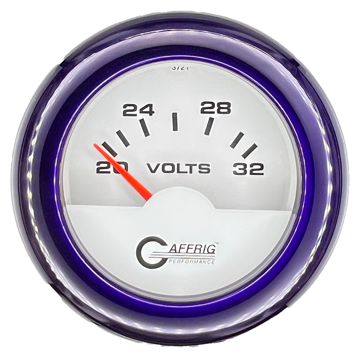 GAFFRIG 2 INCH ELECTRIC VOLTMETER 16-32 VOLT GAUGE FAT RIM (218) / PURPLE / WHITE