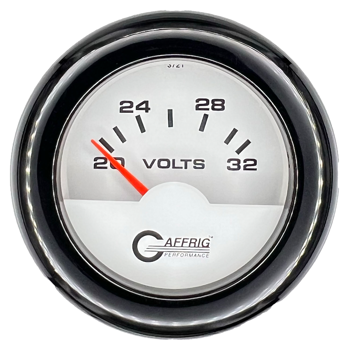 GAFFRIG 2 INCH ELECTRIC VOLTMETER 16-32 VOLT GAUGE FAT RIM (218) / BLACK / WHITE