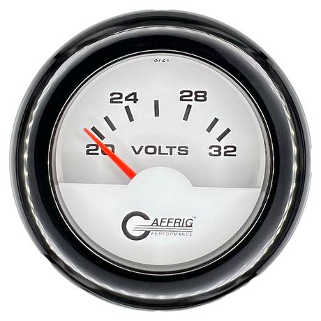 GAFFRIG 2 INCH ELECTRIC VOLTMETER 16-32 VOLT GAUGE FAT RIM (218) / BLACK / WHITE