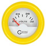 GAFFRIG 2 INCH ELECTRIC VOLTMETER 16-32 VOLT GAUGE FAT RIM (218) / YELLOW / WHITE