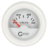 GAFFRIG 2 INCH ELECTRIC VOLTMETER 16-32 VOLT GAUGE FAT RIM (218) / WHITE / WHITE