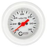 GAFFRIG 2 INCH ELECTRIC VOLTMETER GAUGE 16-32 VOLT - 270 DEGREE SWEEP WHITE / FAT RIM / WHITE