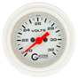 GAFFRIG 2 INCH ELECTRIC VOLTMETER GAUGE 16-32 VOLT - 270 DEGREE SWEEP WHITE / STEP RIM / WHITE