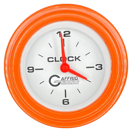 GAFFRIG 2 INCH ELECTRIC CLOCK GAUGE STEP RIM (002) / ORANGE / WHITE