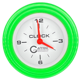 GAFFRIG 2 INCH ELECTRIC CLOCK GAUGE STEP RIM (002) / LIME GREEN / WHITE