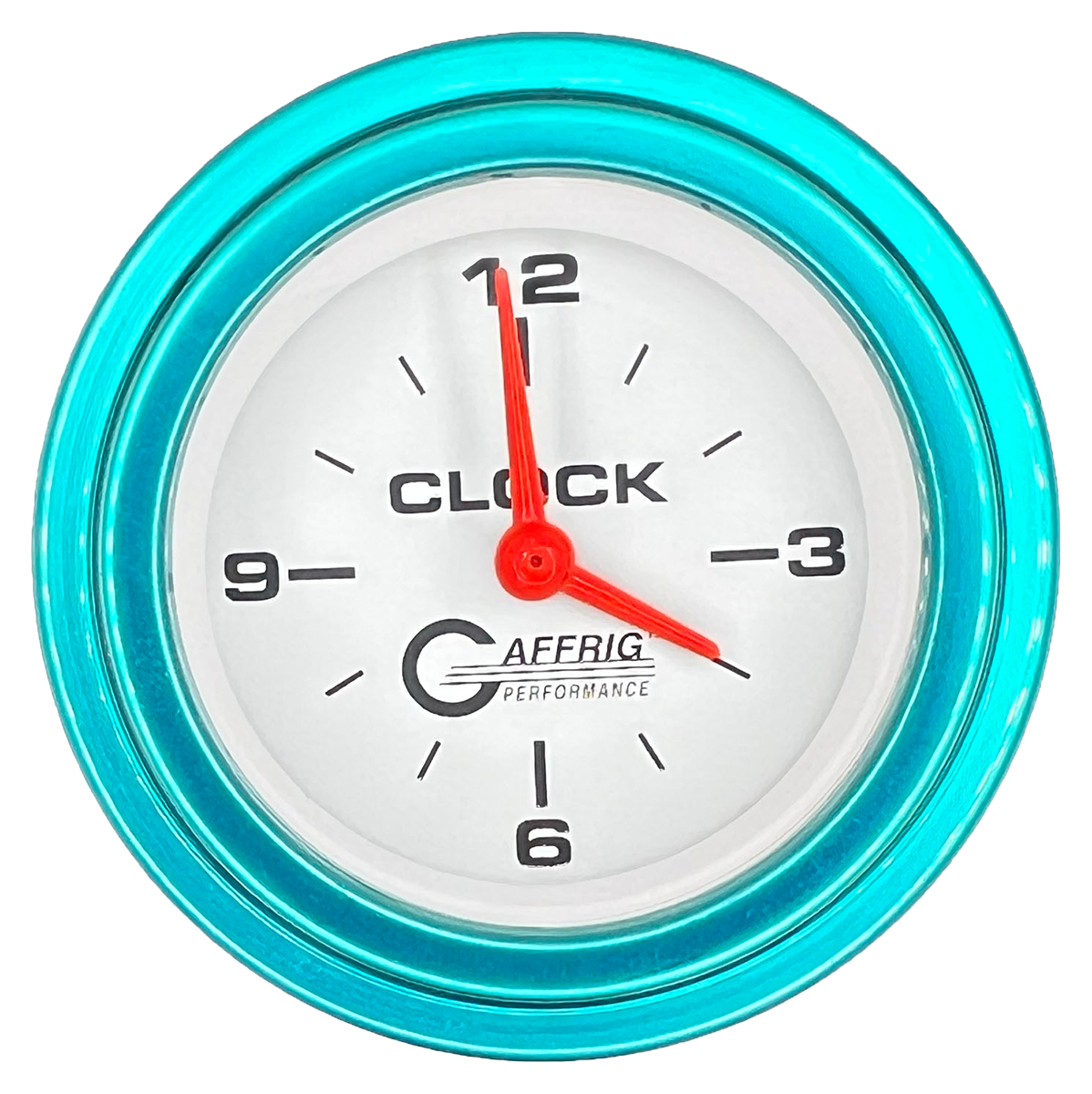 GAFFRIG 2 INCH ELECTRIC CLOCK GAUGE STEP RIM (002) / TEAL / WHITE