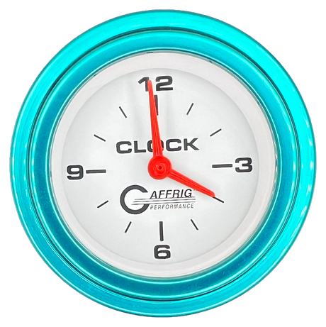 GAFFRIG 2 INCH ELECTRIC CLOCK GAUGE STEP RIM (002) / TEAL / WHITE