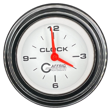 GAFFRIG 2 INCH ELECTRIC CLOCK GAUGE STEP RIM (002) / BLACK / WHITE