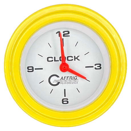 GAFFRIG 2 INCH ELECTRIC CLOCK GAUGE STEP RIM (002) / YELLOW / WHITE