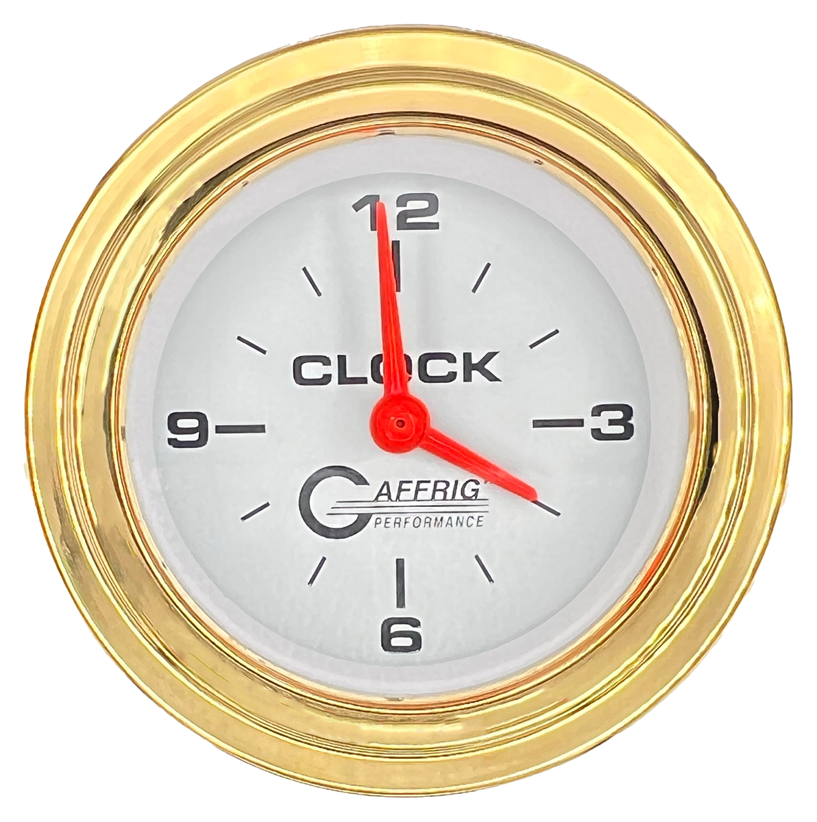 GAFFRIG 2 INCH ELECTRIC CLOCK GAUGE STEP RIM (002) / GOLD / WHITE