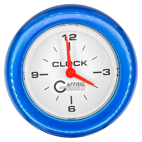 GAFFRIG 2 INCH ELECTRIC CLOCK GAUGE FAT RIM (218) / BLUE / WHITE