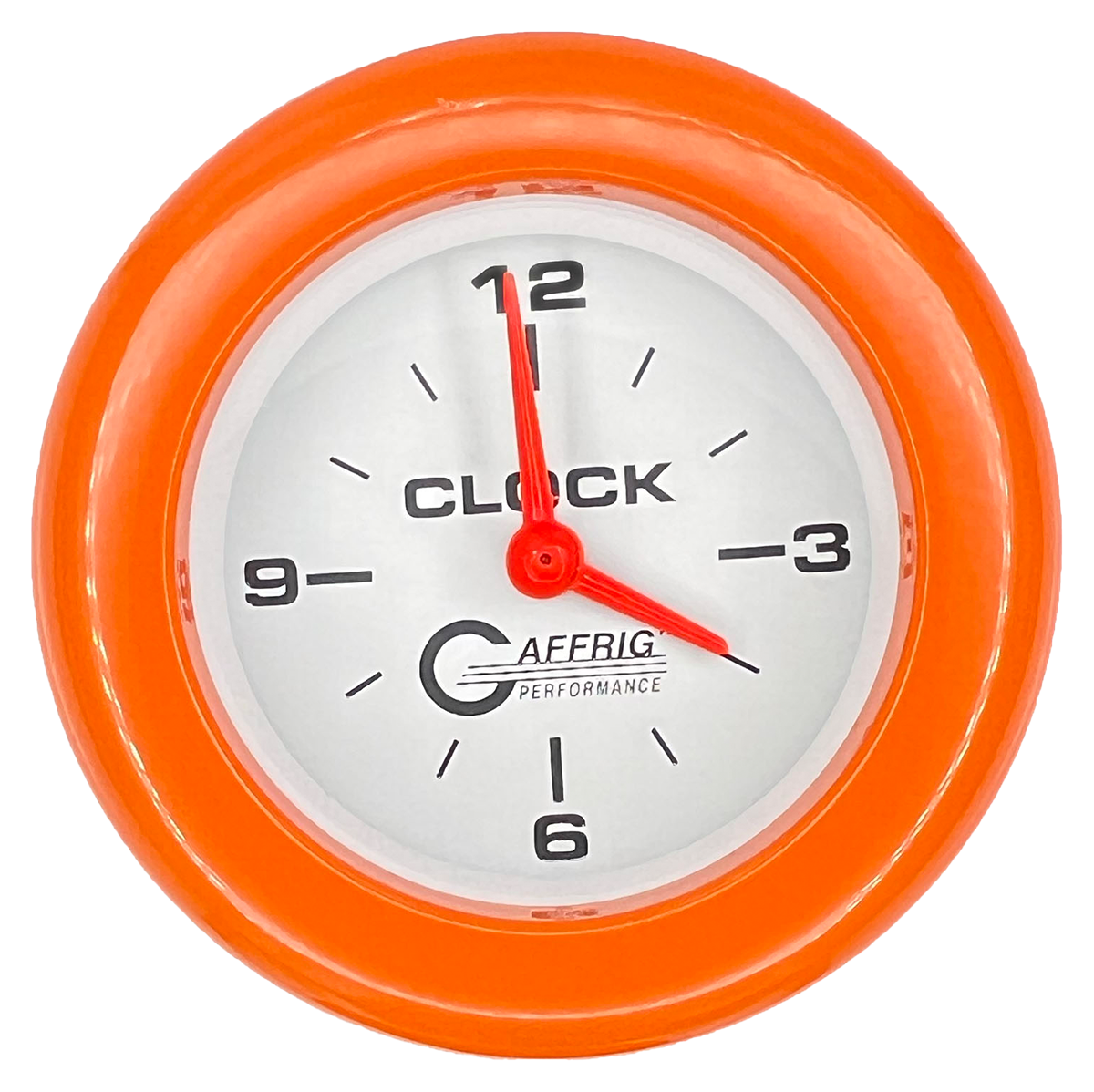 GAFFRIG 2 INCH ELECTRIC CLOCK GAUGE FAT RIM (218) / ORANGE / WHITE