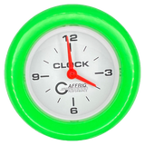 GAFFRIG 2 INCH ELECTRIC CLOCK GAUGE FAT RIM (218) / LIME GREEN / WHITE