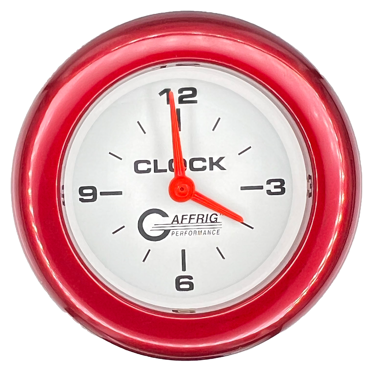 GAFFRIG 2 INCH ELECTRIC CLOCK GAUGE FAT RIM (218) / RED / WHITE