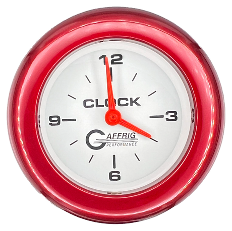 GAFFRIG 2 INCH ELECTRIC CLOCK GAUGE FAT RIM (218) / RED / WHITE