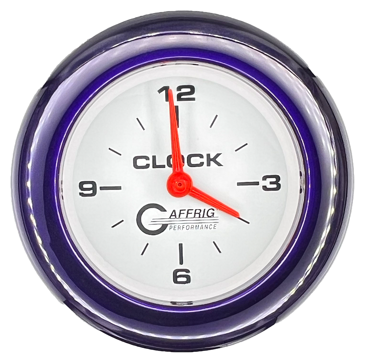 GAFFRIG 2 INCH ELECTRIC CLOCK GAUGE FAT RIM (218) / PURPLE / WHITE