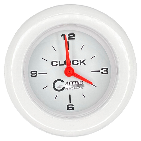 GAFFRIG 2 INCH ELECTRIC CLOCK GAUGE FAT RIM (218) / WHITE / WHITE