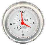 GAFFRIG 2 INCH ELECTRIC CLOCK GAUGE FAT RIM (218) / CHROME/POLISHED / WHITE