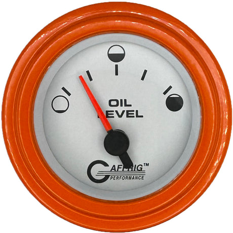 GAFFRIG 2 INCH ELECTRIC OIL LEVEL GAUGE WHITE / STEP RIM / ORANGE