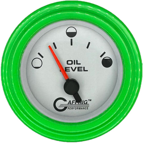 GAFFRIG 2 INCH ELECTRIC OIL LEVEL GAUGE WHITE / STEP RIM / LIME GREEN