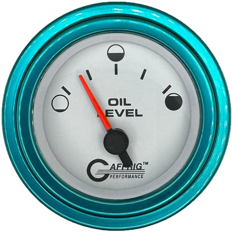 GAFFRIG 2 INCH ELECTRIC OIL LEVEL GAUGE WHITE / STEP RIM / TEAL