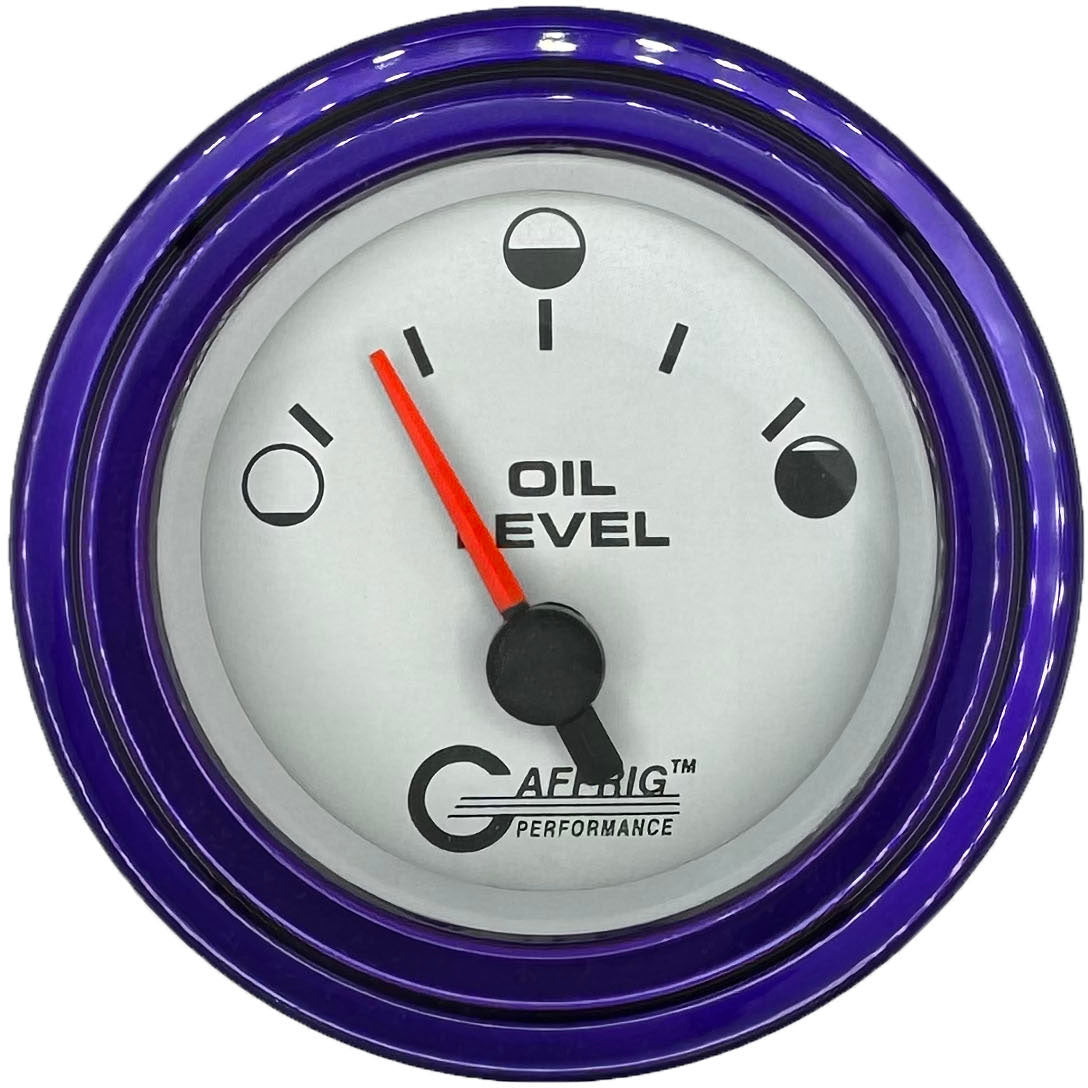 GAFFRIG 2 INCH ELECTRIC OIL LEVEL GAUGE WHITE / STEP RIM / PURPLE