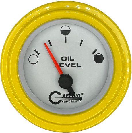 GAFFRIG 2 INCH ELECTRIC OIL LEVEL GAUGE WHITE / STEP RIM / YELLOW