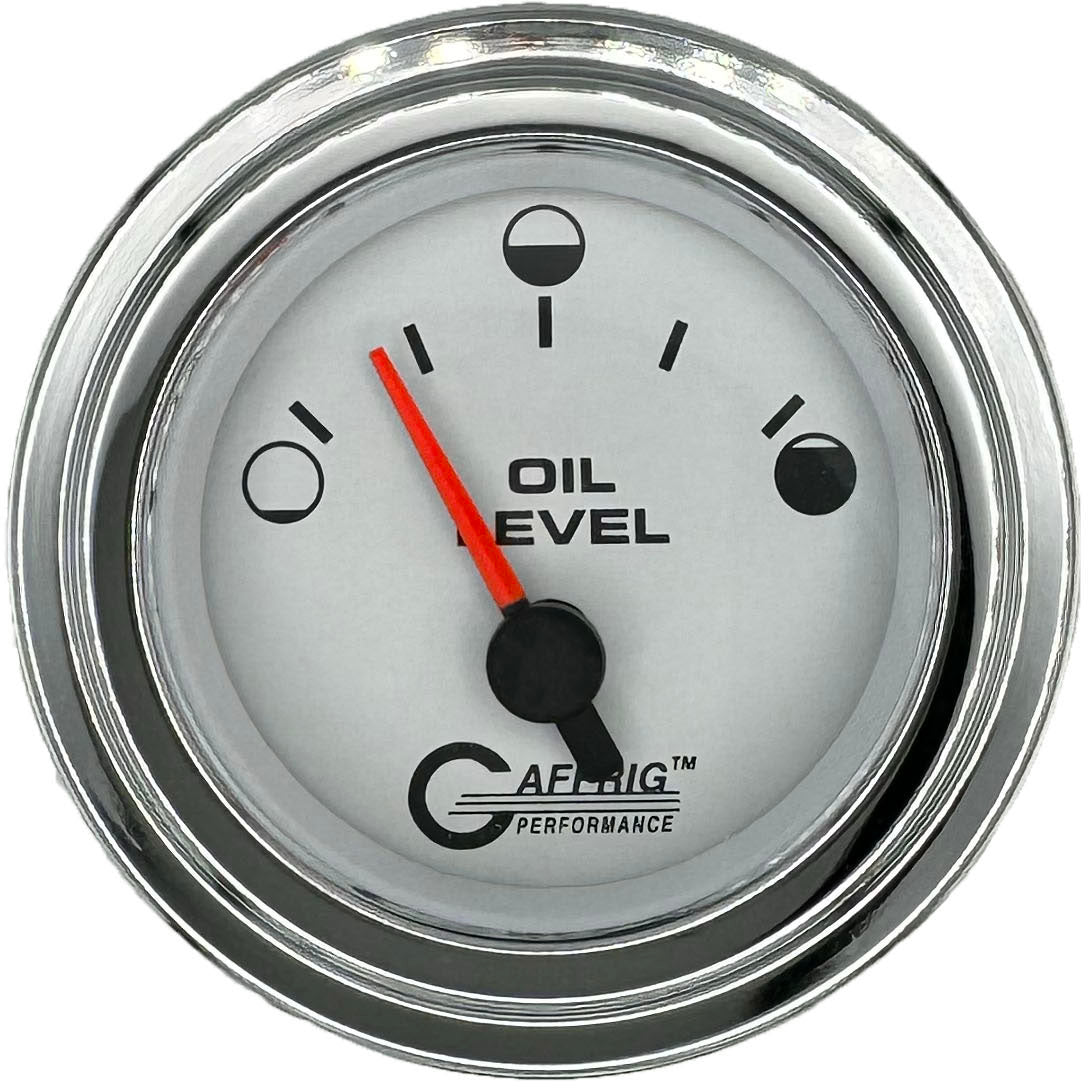 GAFFRIG 2 INCH ELECTRIC OIL LEVEL GAUGE WHITE / STEP RIM / CHROME