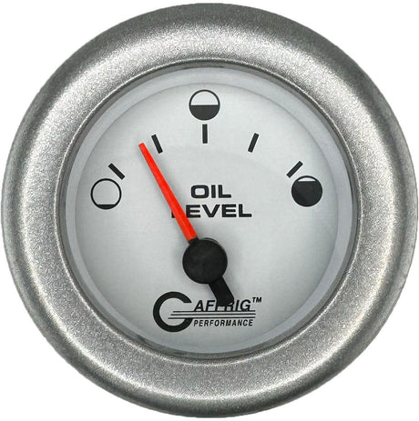 GAFFRIG 2 INCH ELECTRIC OIL LEVEL GAUGE WHITE / FAT RIM / PLATINUM