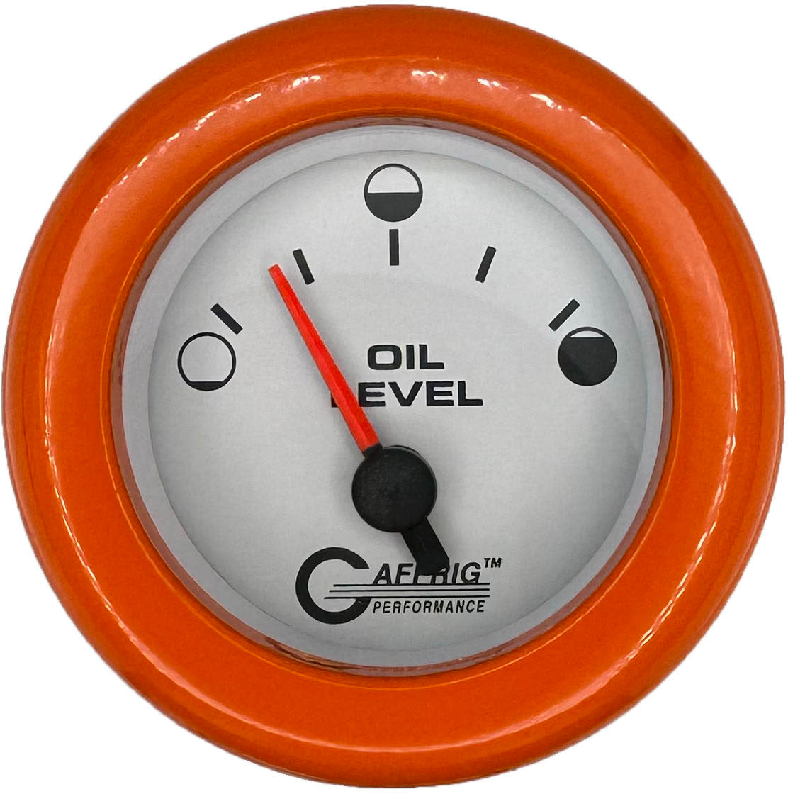 GAFFRIG 2 INCH ELECTRIC OIL LEVEL GAUGE WHITE / FAT RIM / ORANGE