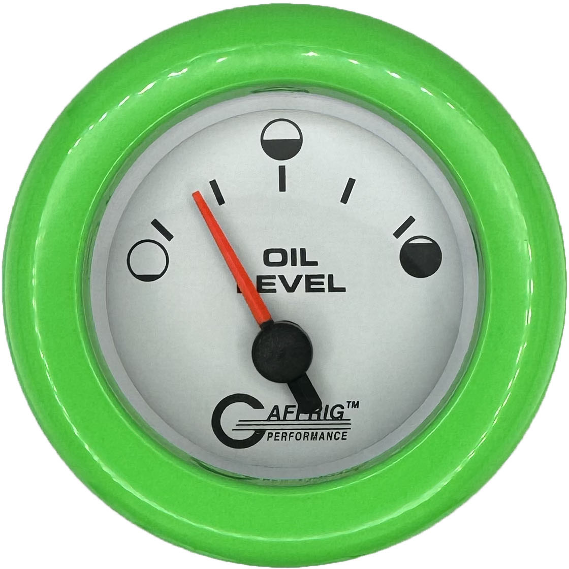 GAFFRIG 2 INCH ELECTRIC OIL LEVEL GAUGE WHITE / FAT RIM / LIME GREEN